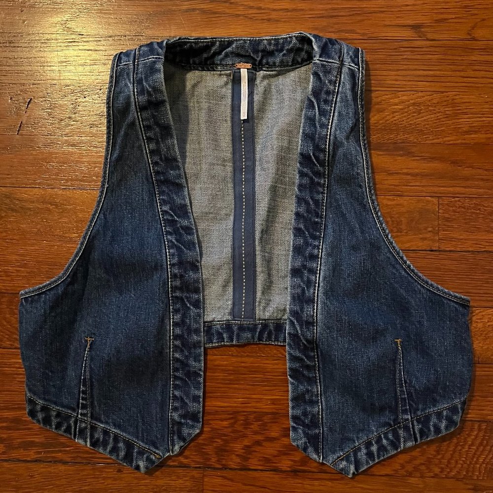 Free People Denim Cropped Vest | Women's M